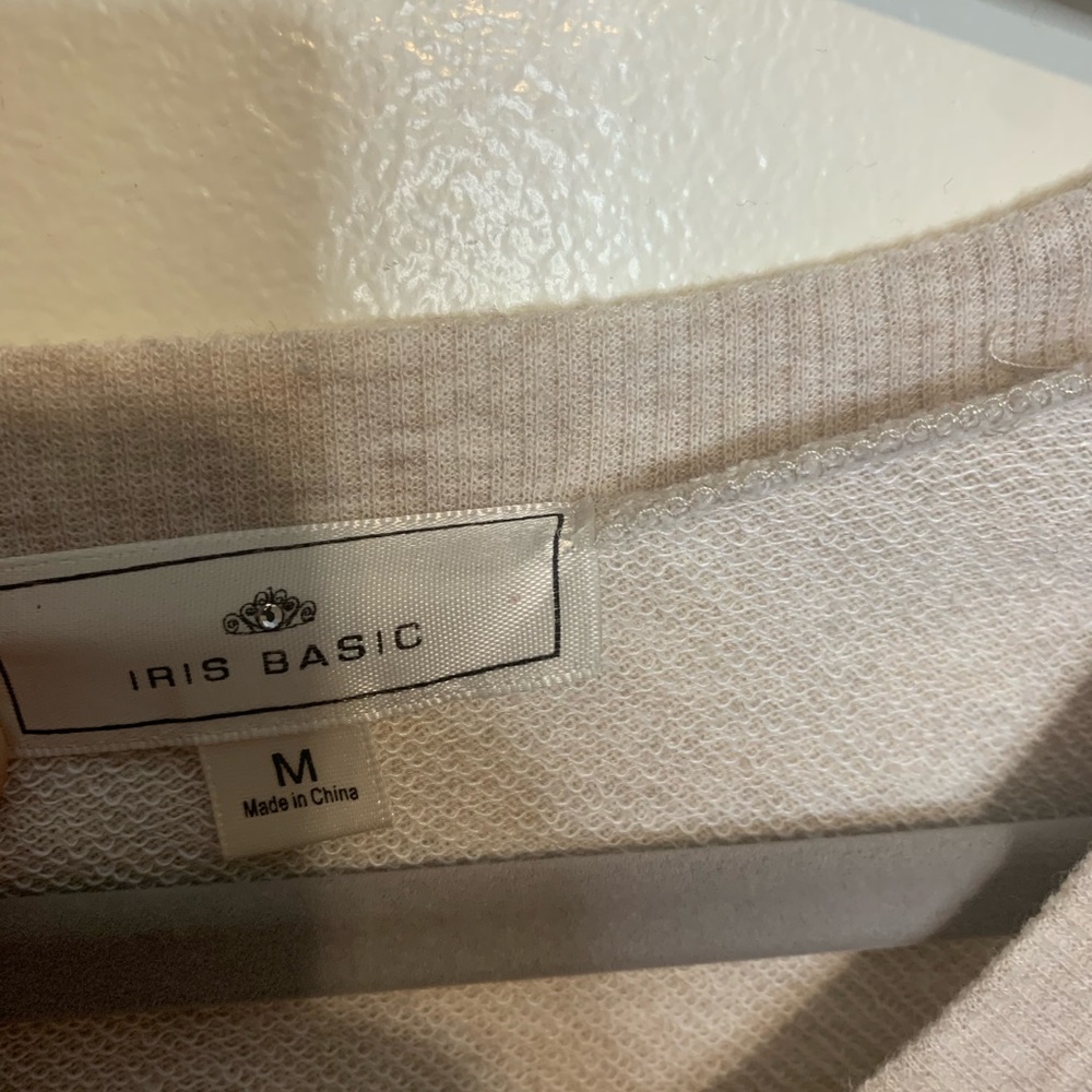 Iris Basic Cream Sequins Crew Neck Sweatshirt Top - image 6